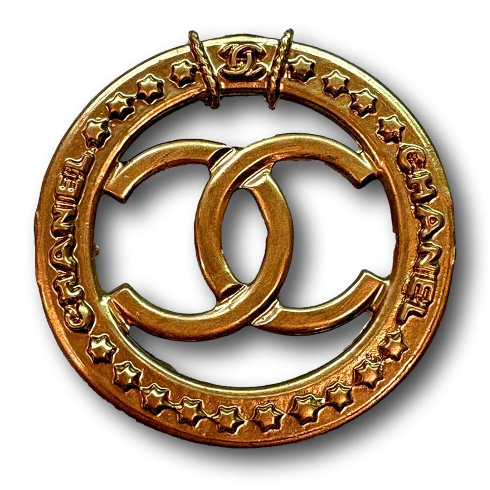 Large Interlocking C Round Brooch Unique Statement Luxury Costume Jewelry Piece